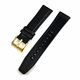 Black Leather Watch Strap Quick Release Band With Gold Steel Buckle #1521