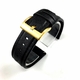 Black Leather Watch Strap Quick Release Band With Gold Steel Buckle #1521
