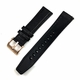 Longines Compatible Black Leather Watch Strap Quick Release Band Rose Gold Buckle #1526