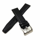 Black Leather Watch Strap Quick Release Band With Silver Steel Buckle #1511