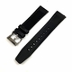 Black Leather Watch Strap Quick Release Band With Silver Steel Buckle #1511