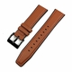 Light Brown Leather Watch Strap Black Steel Buckle #1518-22