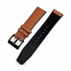Light Brown Leather Watch Strap Black Steel Buckle #1518-22
