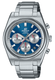 Casio EFB730D-2AV Analog Chronograph Watch Stainless Steel Band Blue Dial EFB-730D