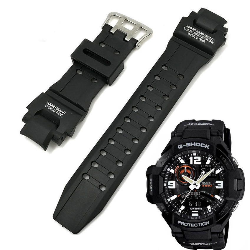 Casio GShock Aviation GA1000 GA1000 Black Rubber Replacement Watch Band Strap