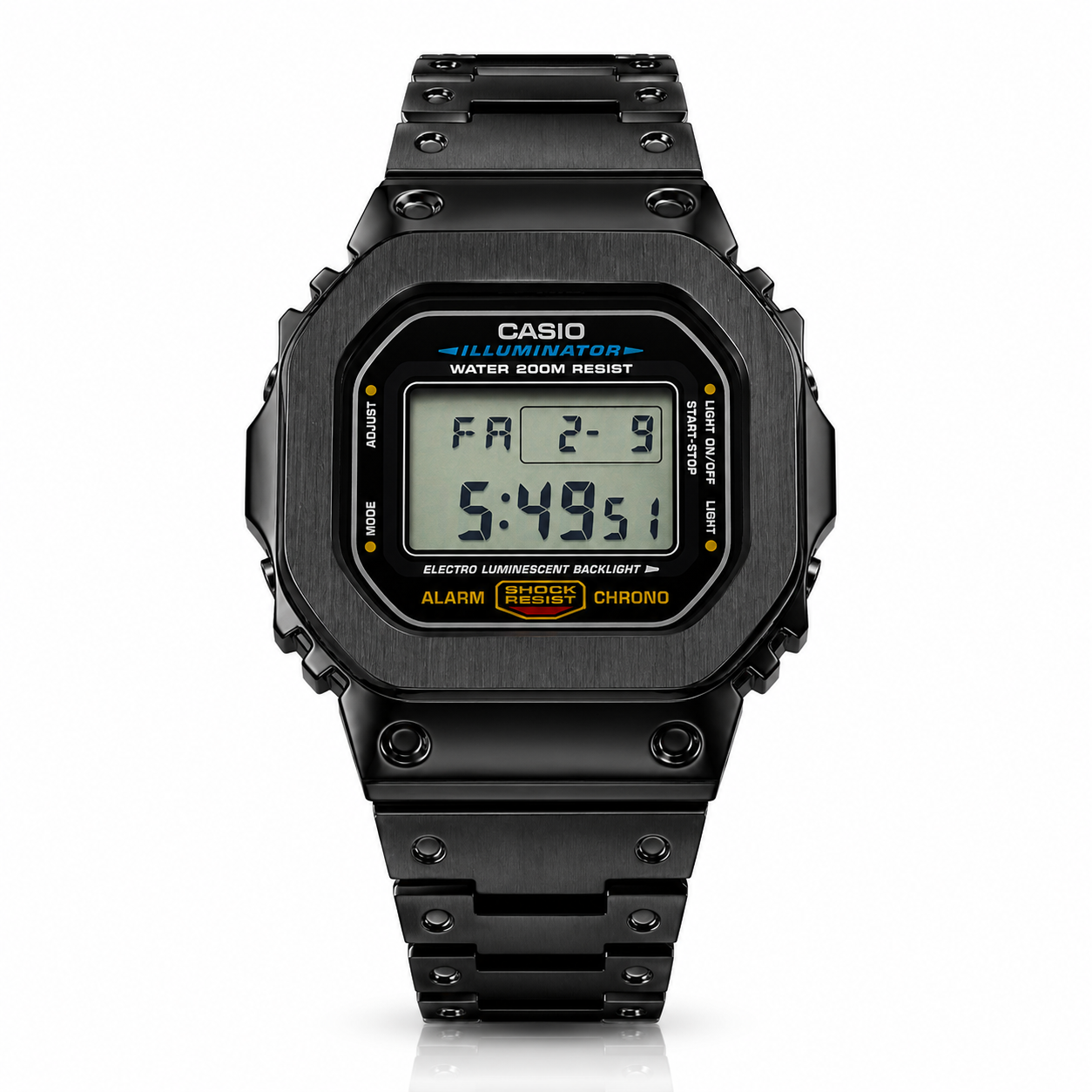 Casio G-Shock DW5600 Mod Black PVD Steel Bezel Bracelet 5600 Full