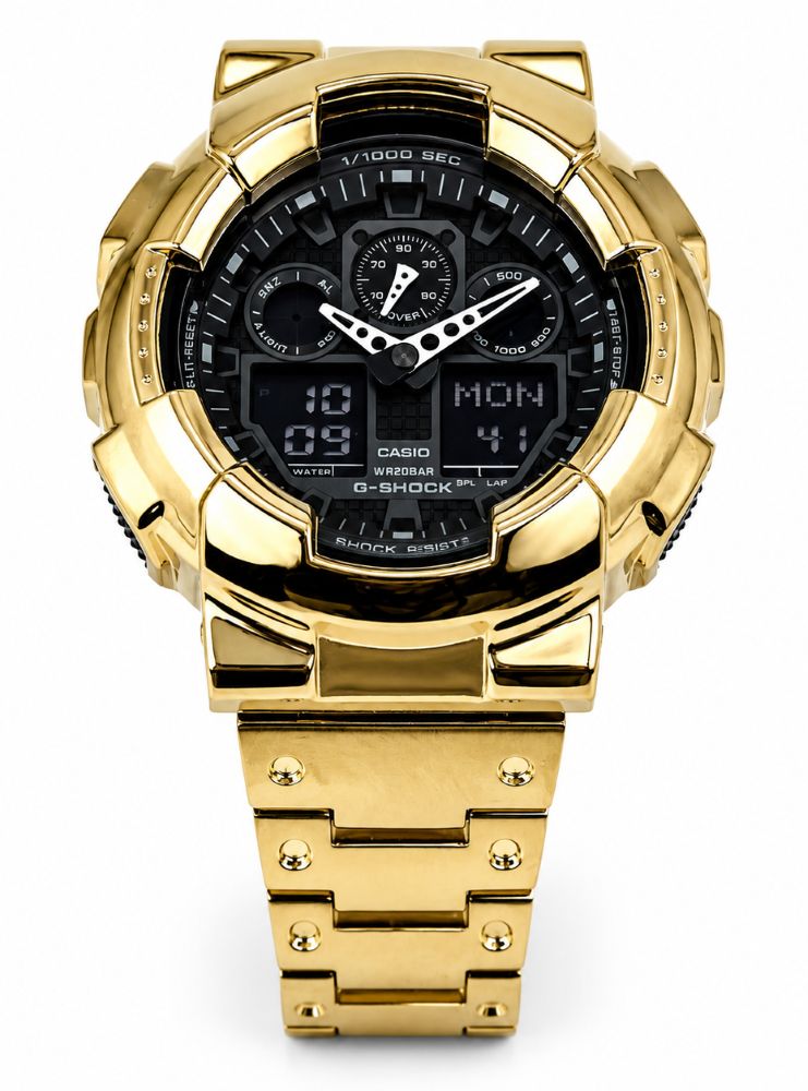 G-SHOCK GA100 カスタム Gショック フルカス ゴールド casio-g-shock-ga100-1a1-mod-