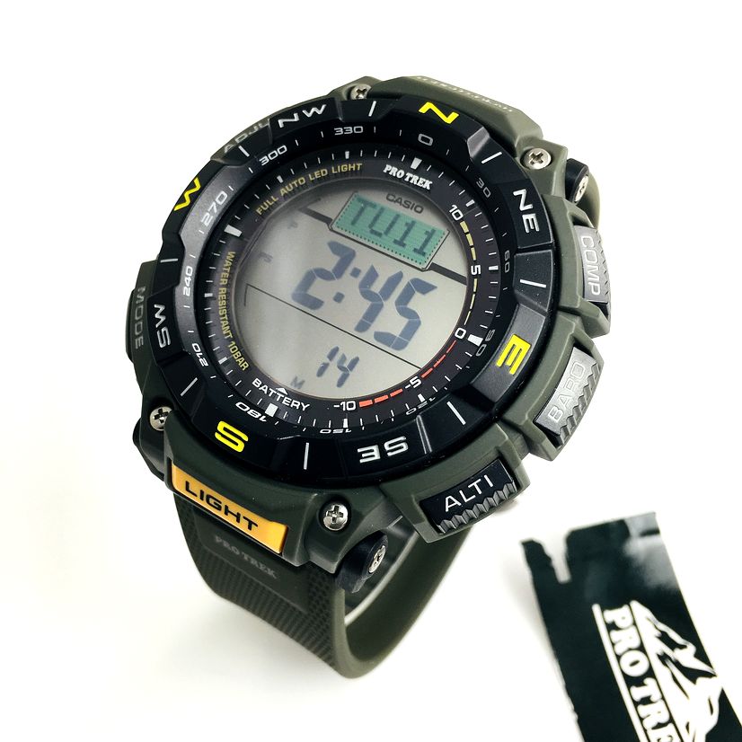Casio GShock PRO TREK Altimeter Thermometer Compass Green Watch PRG3403