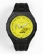Casioak Mod Custom Yellow Dial Watch Casio G-Shock GA-2100-9A9 Black All Metal Steel Modded GA2100