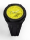 Casioak Mod Custom Yellow Dial Watch Casio G-Shock GA-2100-9A9 Black Metal Case Strap Modded GA2100