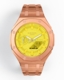 Casioak Mod Custom Yellow Dial Watch Casio G-Shock GA-2100-9A9 Rose Gold All Metal Watch GA2100