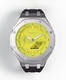 Casioak Mod Custom Yellow Dial Watch Casio G-Shock GA-2100-9A9 Silver Metal Case Black Strap GA2100