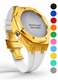 Casioak Mod Kit Fits Casio G-Shock GA-2100 GA-2110 GAB2100 Watch Gold Tone Metal Case - White Strap