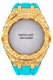 Casioak Mod Kit Fits Casio G-Shock GA-2100 GA-2110 GAB2100 Watch Gold Frosted Metal Case - Tiffany Blue Strap