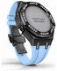 Casioak Mod Kit Fits Casio G-Shock GA-2100 GA-2110 GAB2100 Watch Iced Out Black Crystal Bezel Metal Case - Light Blue Strap