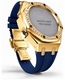Casioak Mod Kit Fits Casio G-Shock GA-2100 GA-2110 GAB2100 Watch Iced Out Gold Tone Crystal Bezel Metal Case - Blue Strap