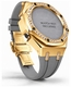 Casioak Mod Kit Fits Casio G-Shock GA-2100 GA-2110 GAB2100 Watch Iced Out Gold Tone Crystal Bezel Metal Case - Gray Strap