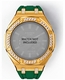 Casioak Mod Kit Fits Casio G-Shock GA-2100 GA-2110 GAB2100 Watch Iced Out Gold Tone Crystal Bezel Metal Case - Green Strap