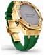 Casioak Mod Kit Fits Casio G-Shock GA-2100 GA-2110 GAB2100 Watch Iced Out Gold Tone Crystal Bezel Metal Case - Green Strap