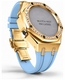 Casioak Mod Kit Fits Casio G-Shock GA-2100 GA-2110 GAB2100 Watch Iced Out Gold Tone Crystal Bezel Metal Case - Light Blue Strap