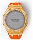 Casioak Mod Kit Fits Casio G-Shock GA-2100 GA-2110 GAB2100 Watch Iced Out Gold Tone Crystal Bezel Metal Case - Orange Strap