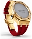 Casioak Mod Kit Fits Casio G-Shock GA-2100 GA-2110 GAB2100 Watch Iced Out Gold Tone Crystal Bezel Metal Case - Red Strap