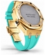 Casioak Mod Kit Fits Casio G-Shock GA-2100 GA-2110 GAB2100 Watch Iced Out Gold Tone Crystal Bezel Metal Case - Tiffany Blue Strap