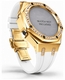 Casioak Mod Kit Fits Casio G-Shock GA-2100 GA-2110 GAB2100 Watch Iced Out Gold Tone Crystal Bezel Metal Case - White Strap