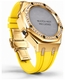 Casioak Mod Kit Fits Casio G-Shock GA-2100 GA-2110 GAB2100 Watch Iced Out Gold Tone Crystal Bezel Metal Case - Yellow Strap