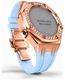 Casioak Mod Kit Fits Casio G-Shock GA-2100 GA-2110 GAB2100 Watch Iced Out Rose Gold Crystal Bezel Metal Case - Light Blue Strap