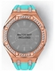 Casioak Mod Kit Fits Casio G-Shock GA-2100 GA-2110 GAB2100 Watch Iced Out Rose Gold Crystal Bezel Metal Case - Tiffany Blue Strap