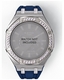 Casioak Mod Kit Fits Casio G-Shock GA-2100 GA-2110 GAB2100 Watch Iced Out Silver Crystal Bezel Metal Case - Blue Strap