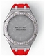 Casioak Mod Kit Fits Casio G-Shock GA-2100 GA-2110 GAB2100 Watch Iced Out Silver Crystal Bezel Metal Case - Red Strap