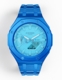 Casioak Mod Watch Casio G-Shock GA-2100-2A2 Tiffany Blue Dial Blue Case Metal Strap Modded GA2100