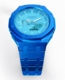 Casioak Mod Watch Casio G-Shock GA-2100-2A2 Tiffany Blue Dial Blue Case Metal Strap Modded GA2100