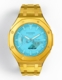 Casioak Mod Watch Casio G-Shock GA-2100-2A2 Tiffany Blue Dial Gold Tone All Metal Steel GA2100