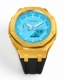 Casioak Mod Watch Casio G-Shock GA-2100-2A2 Tiffany Blue Dial Gold Tone Case Black Strap GA2100