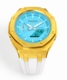 Casioak Mod Watch Casio G-Shock GA-2100-2A2 Tiffany Blue Dial Gold Tone Case White Strap GA2100