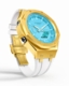 Casioak Mod Watch Casio G-Shock GA-2100-2A2 Tiffany Blue Dial Gold Tone Case White Strap GA2100