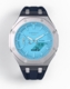 Casioak Mod Watch Casio G-Shock GA-2100-2A2 Tiffany Blue Dial Silver Case Blue Strap Modded GA2100
