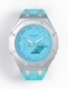 Casioak Mod Watch Casio G-Shock GA-2100-2A2 Tiffany Blue Dial Silver Case Turquoise Aqua Blue Strap Modded GA2100