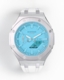 Casioak Mod Watch Casio G-Shock GA-2100-2A2 Tiffany Blue Dial Silver Case White Strap Modded GA2100