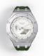 Casioak Mod Watch Casio G-Shock GA-2100-7A7 White Dial Silver Case Green Strap Modded GA2100