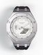 Casioak Mod Watch Casio G-Shock GA-2100-7A7 White Dial Silver Metal Case Black Strap GA2100