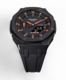 Casioak Mod Watch Casio G-Shock GA-2100 Black Metal Case Strap Modded Orange GA2100-1A4