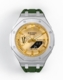 Casioak Mod Watch Casio G-Shock GA-2100 Silver Case Green Strap Modded GA2100GB-1A