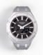 Casioak Mod Watch Casio G-Shock GA-2100 Silver Metal Case Black Dial Grey Strap GA2100-1A