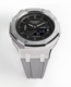 Casioak Mod Watch Casio G-Shock GA-2100 Silver Metal Case Black Dial Grey Strap GA2100-1A1