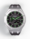 Casioak Mod Watch Casio G-Shock GA-2100 Silver Metal Case Black Strap Green GA2100-1A3