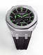 Casioak Mod Watch Casio G-Shock GA-2100 Silver Metal Case Black Strap Green GA2100-1A3